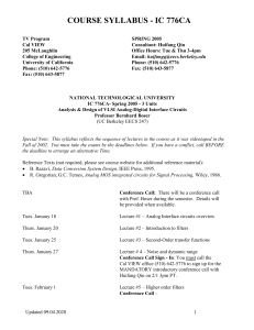 COURSE SYLLABUS - IC 776CA