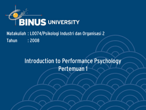Introduction to Performance Psychology Pertemuan 1 Tahun