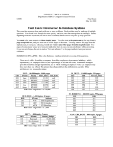 Final Exam: Introduction to Database Systems