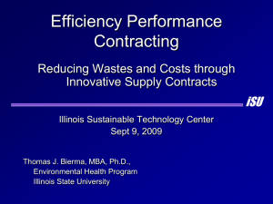 Efficiency Performance Contracting iSU Reducing Wastes and Costs through