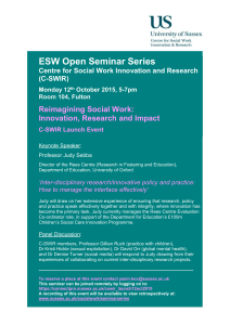 ESW Open Seminar Series  Reimagining Social Work: Innovation, Research and Impact