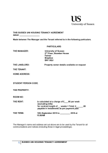 University of Sussex Housing Tenant contract [DOC 116KB]