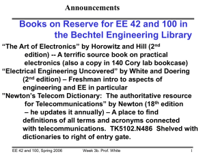Books on Reserve for EE 42 and 100 in Announcements