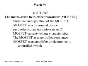 Week 9b OUTLINE The metal-oxide field-effect transistor (MOSFET)
