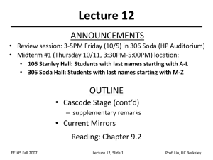 Lecture 12 ANNOUNCEMENTS