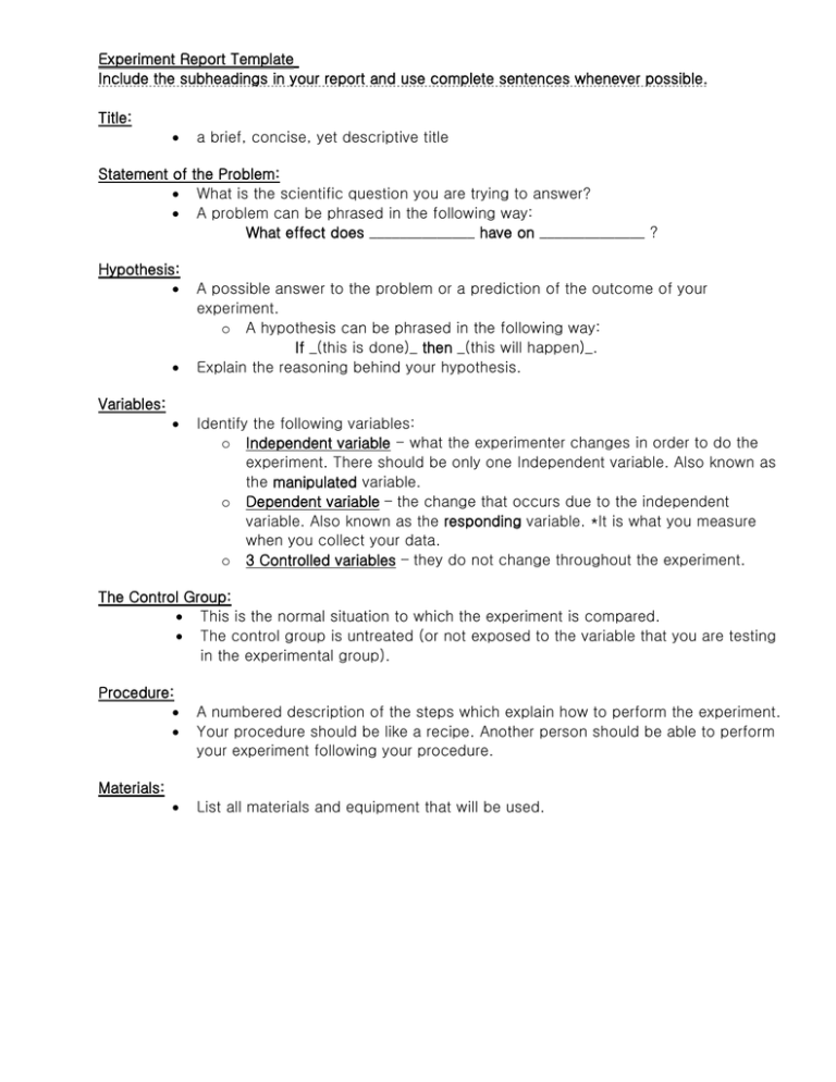 Scientific Method Template