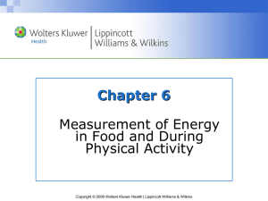 Chapter 6 Measurement of Energy in Food and During Physical Activity
