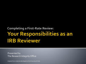 Completing a First-rate Review: Your Responsibilities as an IRB Reviewer