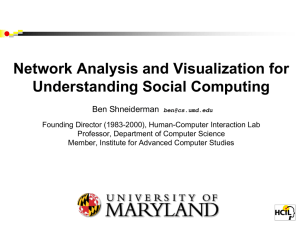 Network Analysis and Visualization for Understanding Social Computing Ben Shneiderman