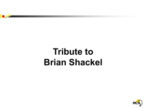 Tribute to Brian Shackel