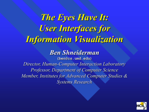 The Eyes Have It: User Interfaces for Information Visualization Ben Shneiderman