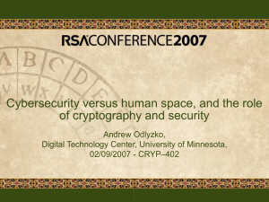 Cybersecurity versus human space, and the role of cryptography and security
