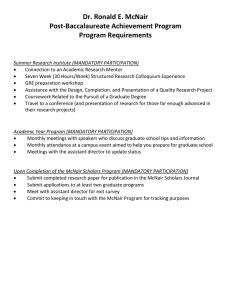 Dr. Ronald E. McNair Post-Baccalaureate Achievement Program Program Requirements