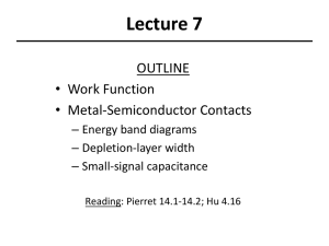 Lecture 7 OUTLINE • Work Function • Metal-Semiconductor Contacts