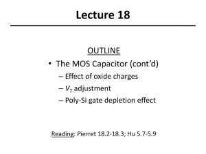 Lecture 18 OUTLINE • The MOS Capacitor (cont’d) – Effect of oxide charges