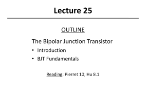 Lecture 25 OUTLINE The Bipolar Junction Transistor • Introduction