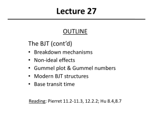 Lecture 27 OUTLINE The BJT (cont’d)