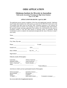 OIDJ APPLICATION Oklahoma Institute for Diversity in Journalism