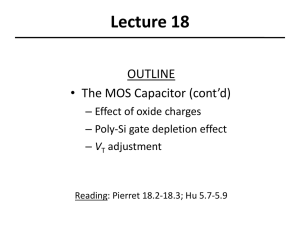 Lecture 18 OUTLINE • The MOS Capacitor (cont’d) – Effect of oxide charges