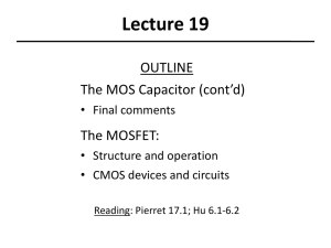 Lecture 19 OUTLINE The MOS Capacitor (cont’d) The MOSFET: