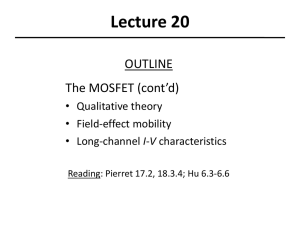 Lecture 20 OUTLINE The MOSFET (cont’d) • Qualitative theory
