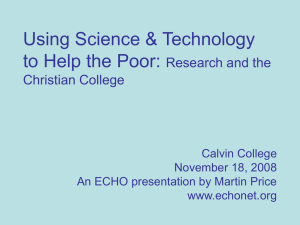 Using Science &amp; Technology to Help the Poor: Research and the Christian College