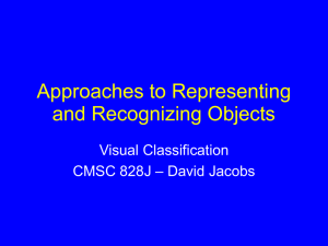 Approaches to Representing and Recognizing Objects Visual Classification – David Jacobs