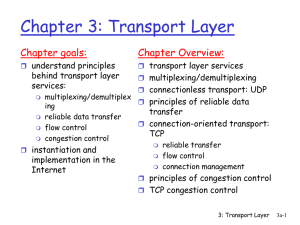 Chapter 3: Transport Layer Chapter goals: Chapter Overview: