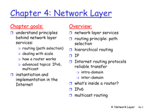 Chapter 4: Network Layer Chapter goals: Overview: