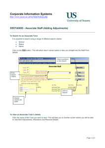 Corporate Information Systems SSSTA0009 - Associate Staff (Adding Adjustments)