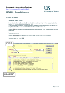 Corporate Information Systems SSTU0033 - Course Maintenance