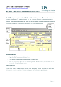 Corporate Information Systems SSTA0001 - SSTA0004 - Staff Development screens