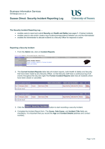 Incident Reporting Log - Security (Microsoft Word Document)