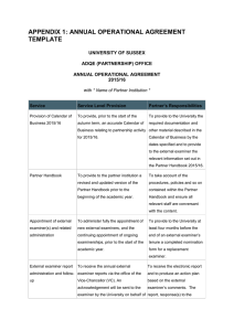 APPENDIX 1: ANNUAL OPERATIONAL AGREEMENT TEMPLATE  UNIVERSITY OF SUSSEX