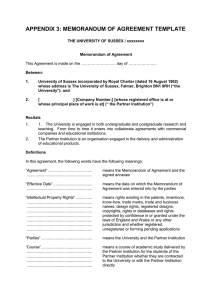 Appendix 3: Memorandum of Agreement template