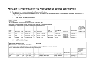 Appendix 10: Spreadsheet proforma for the production of certificates