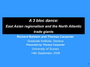A 3 bloc dance: East Asian regionalism and the North Atlantic trade giants by Richard Baldwin and Theresa Carpenter [PPT 950.50KB]