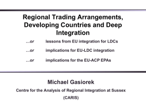 Regional Trading Arrangements, Developing Countries and Deep Integration by Michael Gasiorek [PPT 414.50KB]
