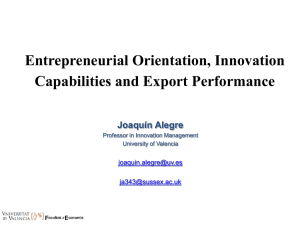 Presentation: Entrepreneurial Orientation, Innovation Capabilities and Export Performance [PPT 1.26MB]