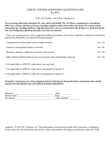 AFROTC FITNESS SCREENING QUESTIONNAIRE Pre-PFA