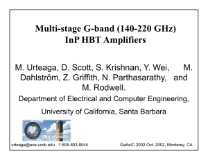 Multi-stage G-band (140-220 GHz) InP HBT Amplifiers