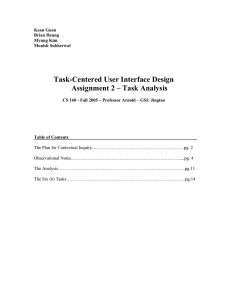 Task-Centered User Interface Design Assignment 2 – Task Analysis