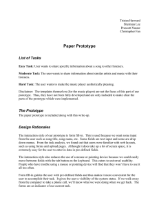 Paper Prototype List of Tasks