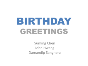 BIRTHDAY GREETINGS Suming Chen John Hwang