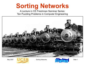 Sorting Networks A Lecture in CE Freshman Seminar Series: May 2007