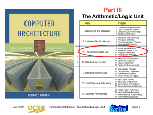 Part III The Arithmetic/Logic Unit Jan. 2007 Computer Architecture, The Arithmetic/Logic Unit