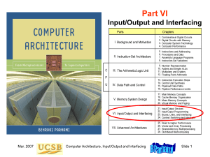 Part VI Input/Output and Interfacing Mar. 2007 Computer Architecture, Input/Output and Interfacing