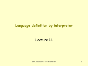 Language definition by interpreter Lecture 14 1