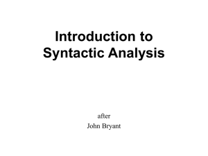 Introduction to Syntactic Analysis after John Bryant