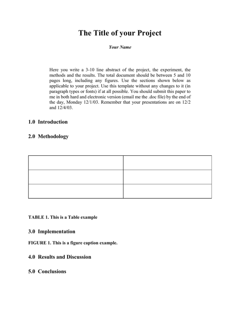 Project Paper Format Pdf